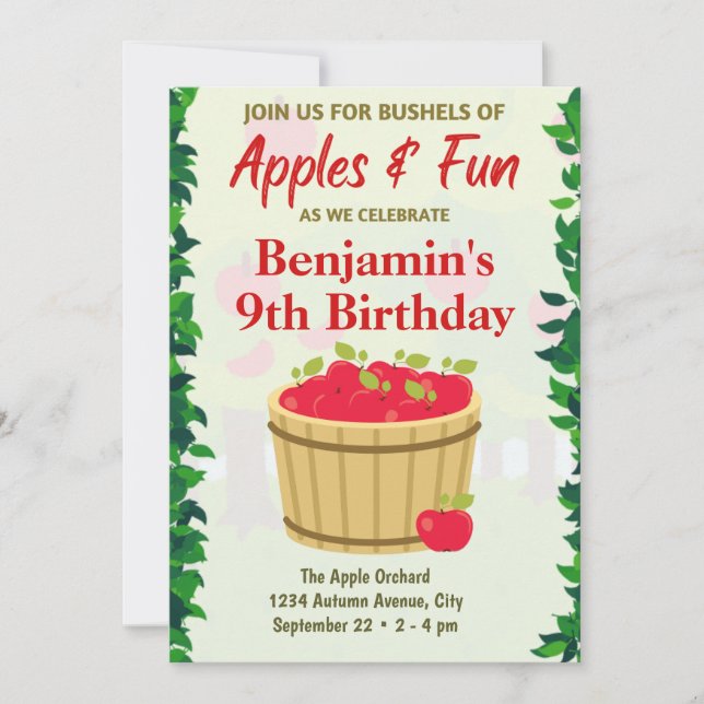 Apple Orchard Birthday Invitation (Front)