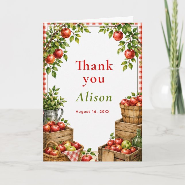 Apple Orchard Birthday Thank You Card (Front)