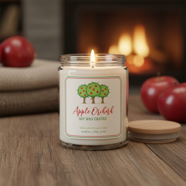 Apple Orchard Personalized Soy Wax Candle Square Sticker (Creator Uploaded)
