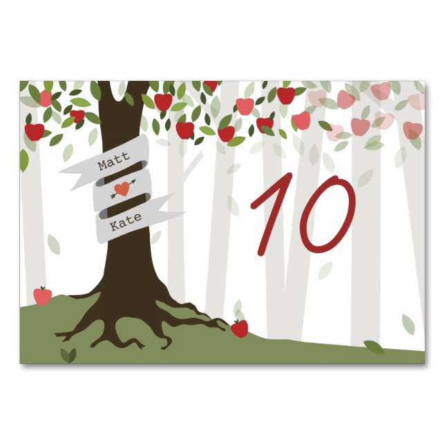 Apple Orchard Wedding Table Number Card (Back)
