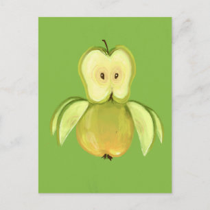 Apple owl postcard