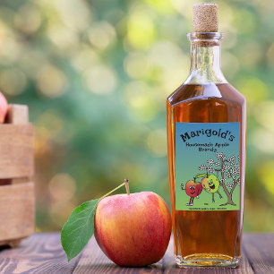 Apple Pals Funny Cartoon Compote Pie and More Food Label