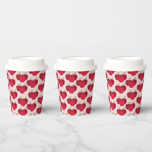 Apple Pattern 8oz Paper Cup with Lid for Events
