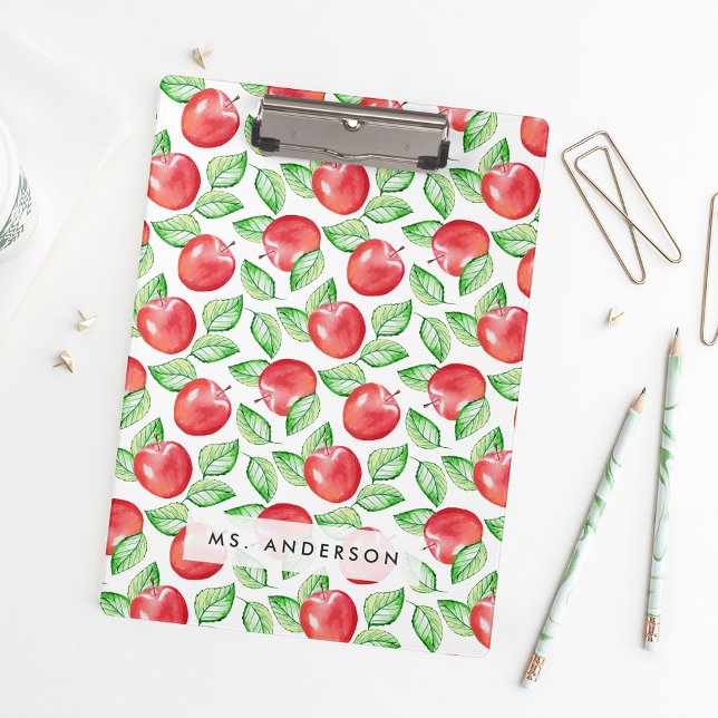 Apple Pattern Personalised Teacher Clipboard (Creator Uploaded)