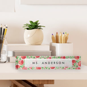 Apple Pattern Personalized Teacher Nameplate