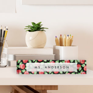 Apple Pattern Personalized Teacher Nameplate