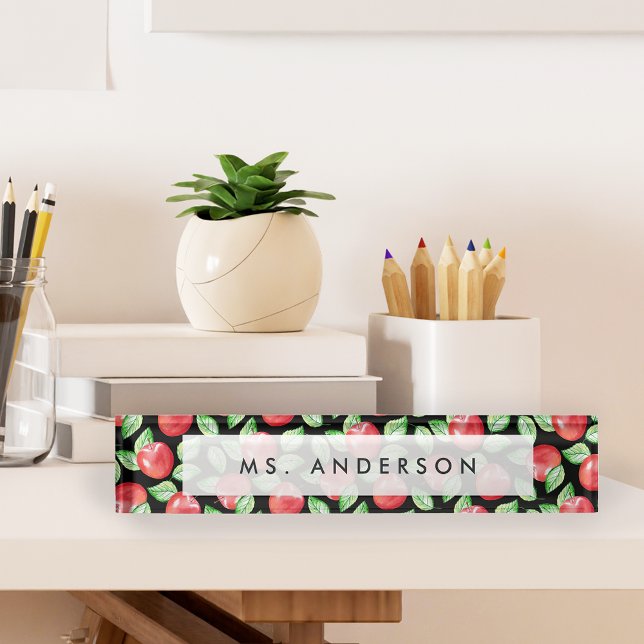 Apple Pattern Personalized Teacher Nameplate (Creator Uploaded)