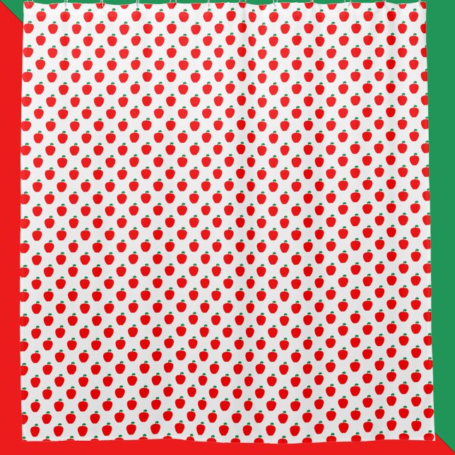 Apple Pattern Red Fruit Shower Curtain (A shower curtain with a pattern of red apples.)