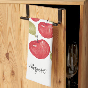 Apple Pattern Watercolor Hand-painted Tea Towel