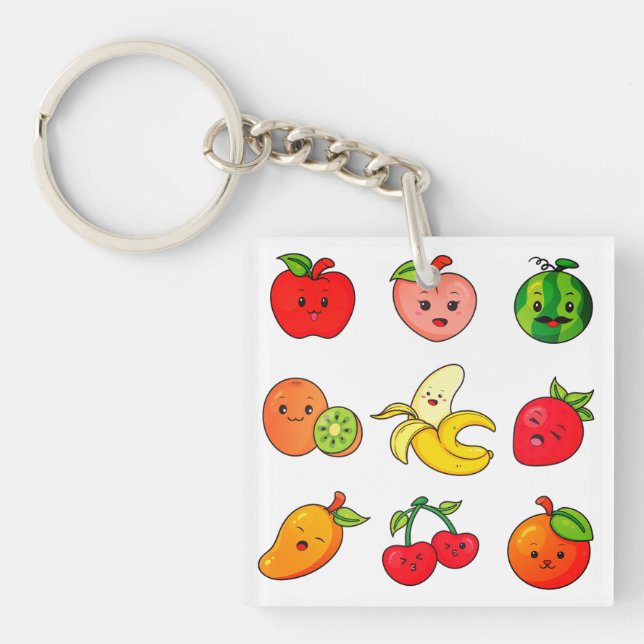 Apple, Peach, Watermelon Key Ring (Front)