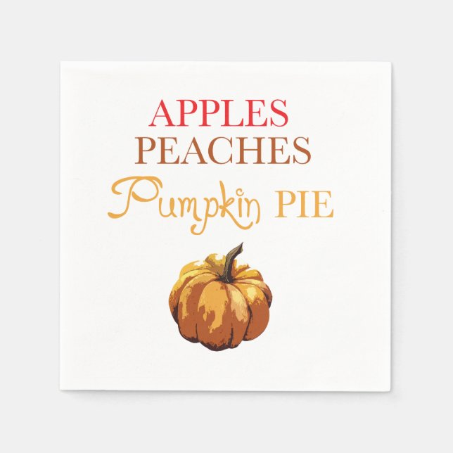 Apple Peaches Pumpkin Pie Autumn Napkin (Front)