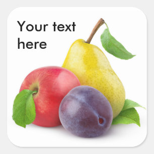 Apple, pear and plum square sticker
