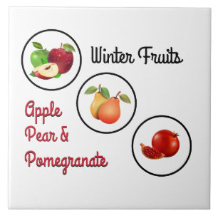 Apple, Pear & Pomegranate Artwork Tile