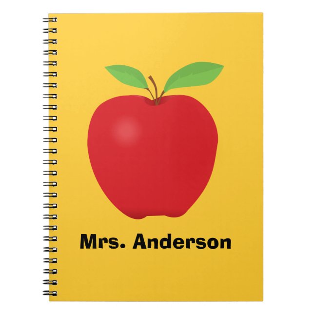 Apple personalised with teacher name notebook (Front)
