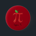 Apple Pi Cute Math Pi Day Button Pin<br><div class="desc">Our Apple Pi design makes a great gift on this button pin for a math lover on your list!  Mathematicians,  teachers and fruit lovers will love it!</div>