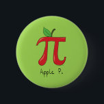 Apple Pi Cute Math Pi Day Button Pin<br><div class="desc">Our Apple Pi design makes a great gift on this button pin for a math lover on your list!  Mathematicians,  teachers and fruit lovers will love it!</div>