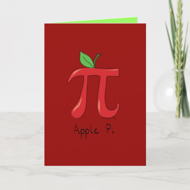 Apple Pi Cute Math Pi Day Greeting Card (Front)
