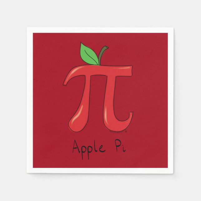 Apple Pi Cute Math Pi Day Party Napkins (Front)