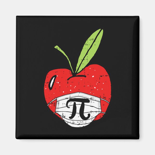 Apple Pi-day Cute Face Mask Teacher Student Quaran Magnet (Front)