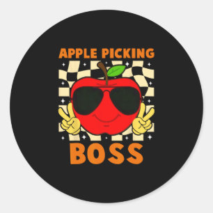 Apple Picking Boss Apples Orchard Pumpkin Farm Fam Classic Round Sticker