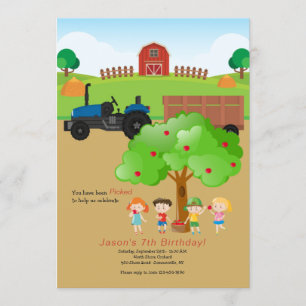 Apple Picking Farm Birthday Invitation
