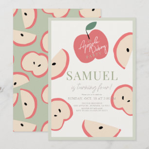 Apple Picking Party Green Boy Birthday Invitation
