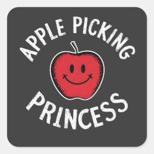 Apple Picking Princess Apple Fruit Day Fall Square Sticker