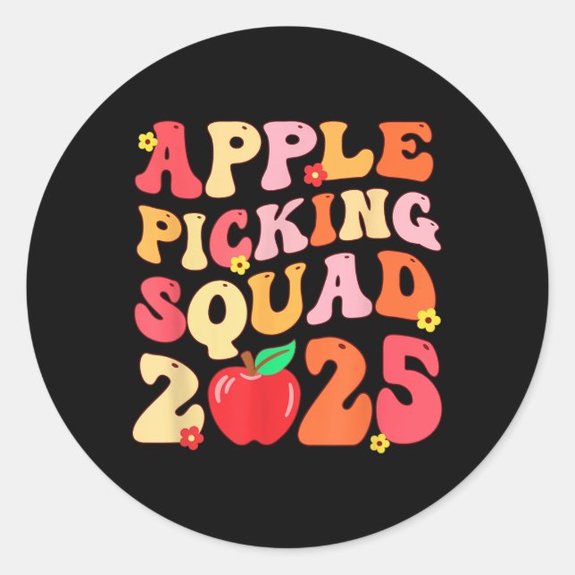 Apple Picking Squad 2025 Fall Farmer Apple Orchard Classic Round Sticker (Front)
