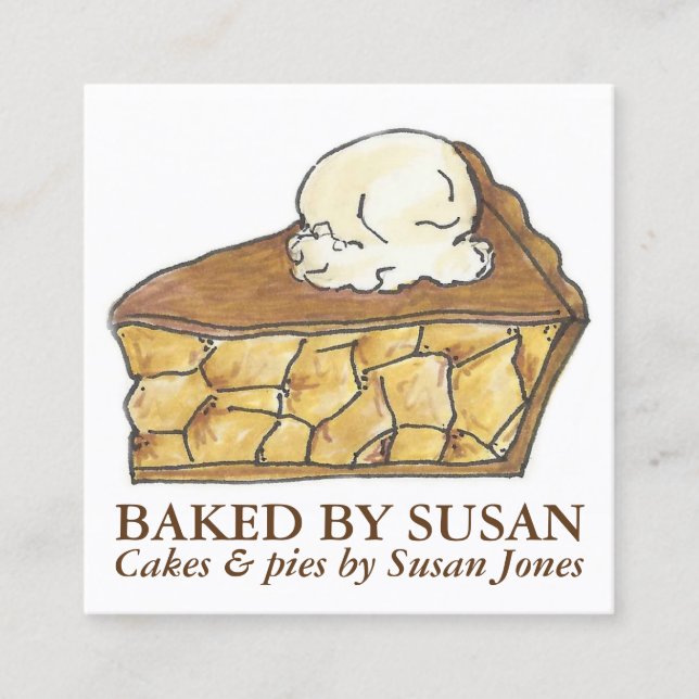 Apple Pie a la Mode Baked By Bakery Pastry Chef Square Business Card (Front)