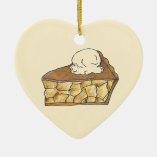 Apple Pie A La Mode Dessert Slice Baking Foodie Ceramic Tree Decoration
