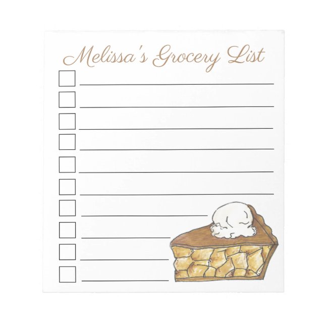 Apple Pie a La Mode Personalised Grocery List Notepad (Front)