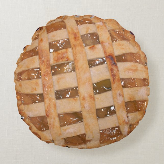 Apple Pie Baked and Raw Round Cushion (Front)