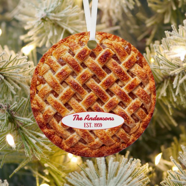 Apple Pie Baker Personalised  Metal Tree Decoration (Insitu)