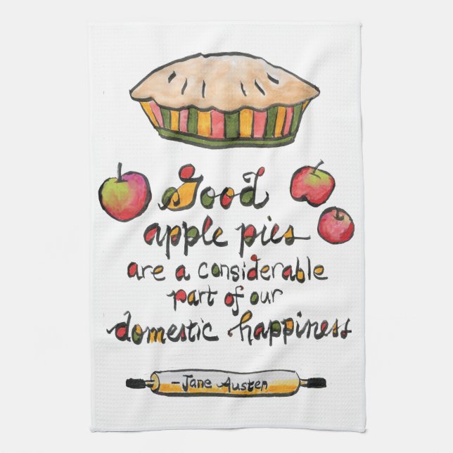 Apple Pie Baking Jane Austen Quote  Tea Towel (Vertical)