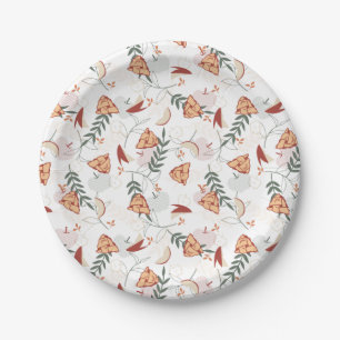 Apple Pie Floral Pattern White Paper Plate