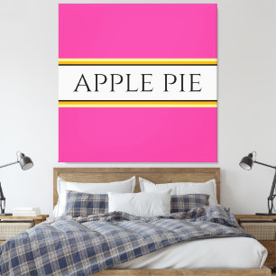 APPLE PIE Fun Bright Pink White Yellow Stripes Canvas Print