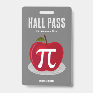 Apple Pie Hall Pass Badge ID Badge