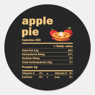 Apple Pie Nutrition Facts Fun Thanksgiving Christm Classic Round Sticker