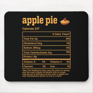 Apple Pie Nutrition Facts Thanksgiving Food Men Wo Mouse Pad