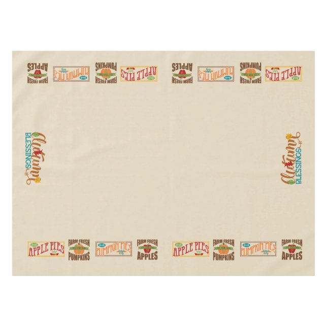 Apple Pie, Pumpkin Pie Fall Tablecover Tablecloth (Front (Horizontal))