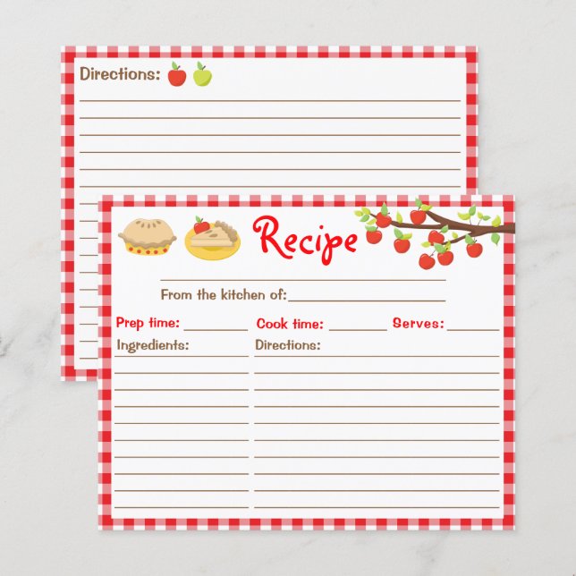 Apple Pie Recipe Red Gingham Recipe (Front/Back)