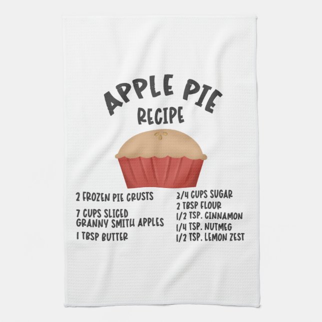 Apple Pie Recipe Tea Towel (Vertical)