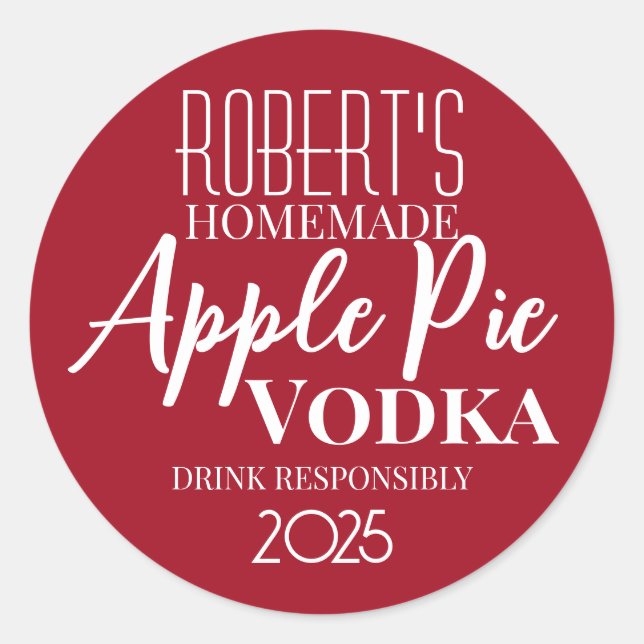 Apple Pie Vodka Personalised Classic Round Sticker (Front)