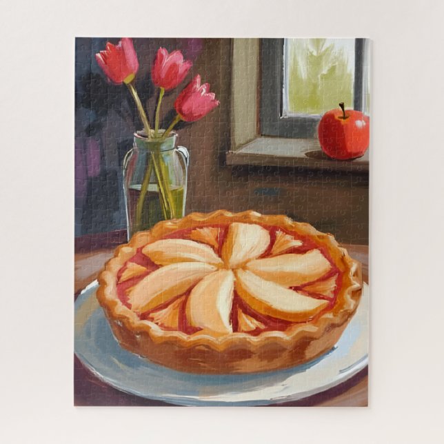 Apple Pie Watercolor Thanksgiving Jigsaw Puzzle (Vertical)