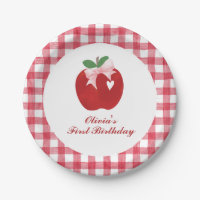 Apple Pink Bow preppy Coquette 1st birthday