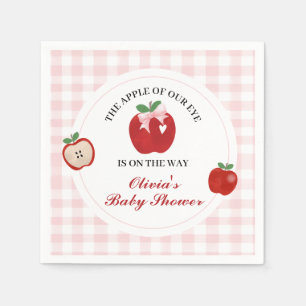 Apple Pink Bow preppy Coquette Baby Shower Napkin