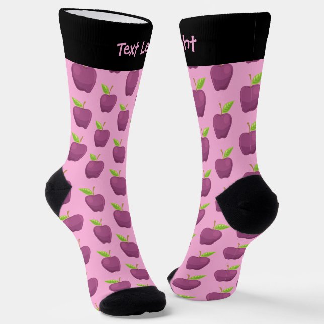 Apple Purple Pattern Socks (Angled)