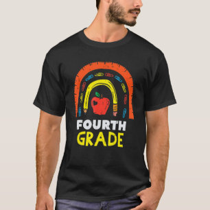Apple Rainbow Fourth Grade 4th First Day School Te T-Shirt