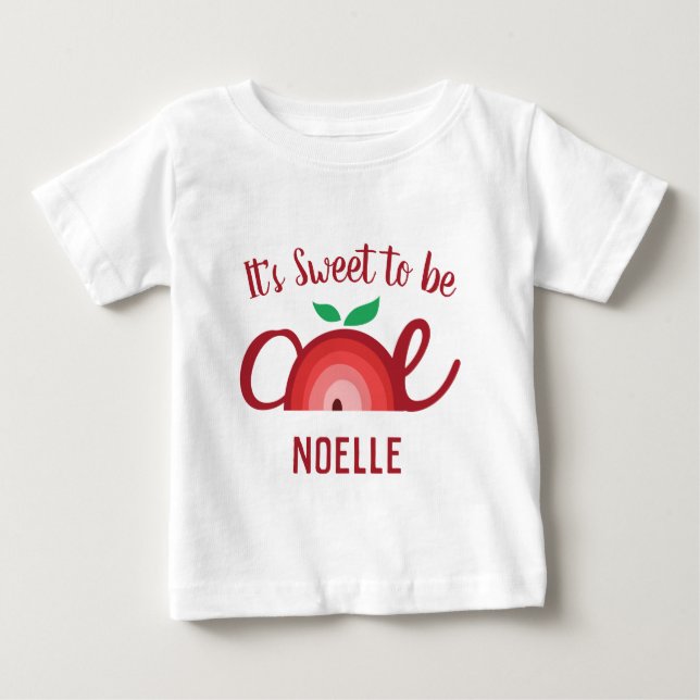 Apple Rainbow, Sweet to be One, 1st Birthday Baby T-Shirt (Front)