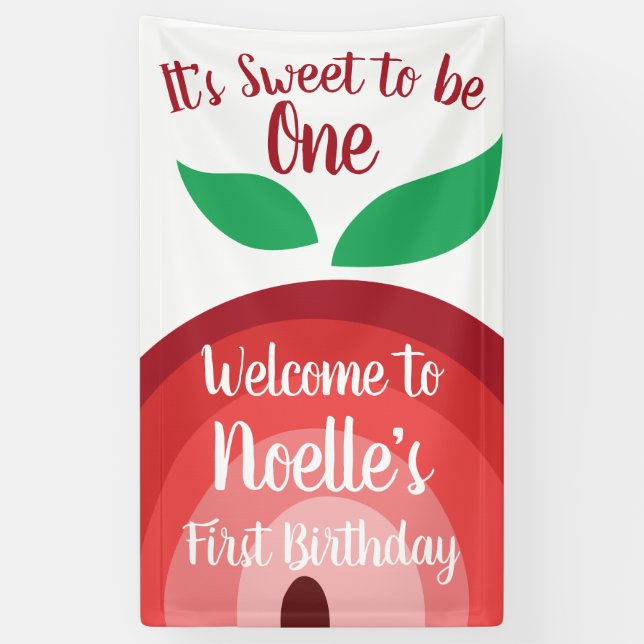 Apple Rainbow, Sweet to be One, 1st Birthday Banner (Vertical)